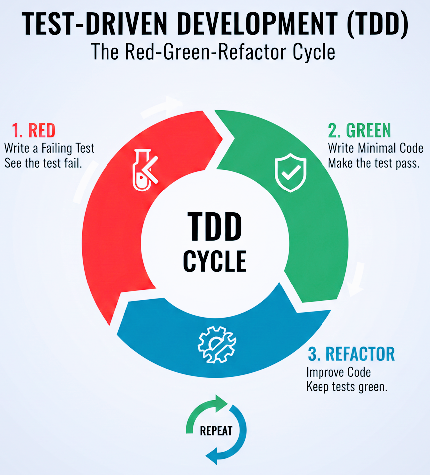 Infographie illustrant le cyle Red Green Refactor