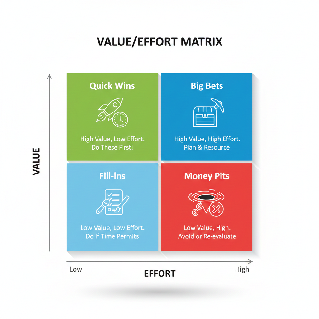 Infographie illustrant une matrice valeur/effort